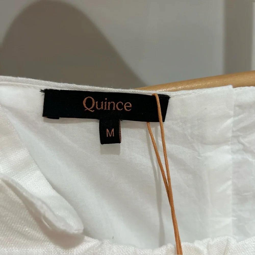 Quince 100% European Linen White Corset MIDI Dress Size M NWT Coquette Milkmaid - Picture 2 of 9